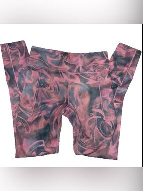 Athleta Girl-High Rise Stash Your Treasures Leggings Pink Blue Tie Dye Sz L (12)